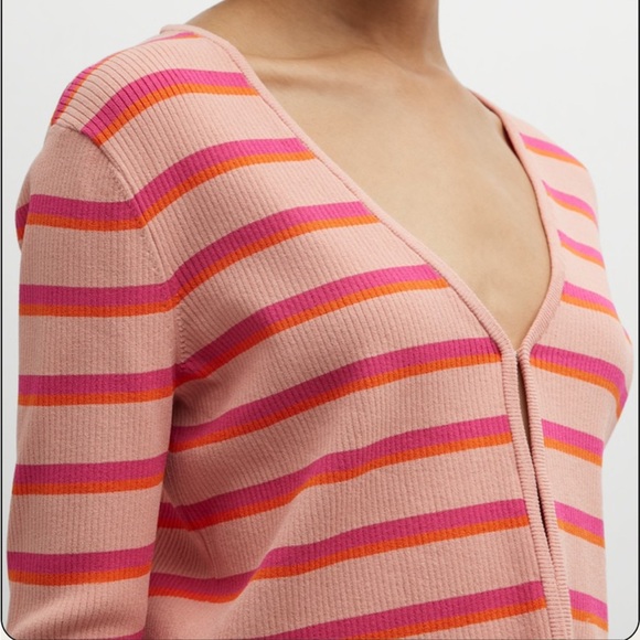 Grey/Ven x Revolve Gemma Ribbed Cardigan in Bayaderre Stripe - Picture 2 of 13